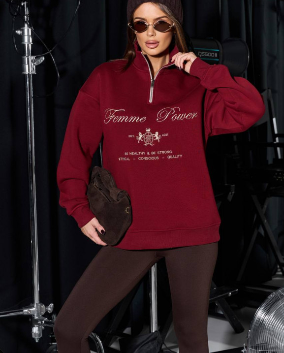 100 Світшот з короткою блискавкою утеплений з вишивкою